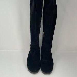 Karl Lagerfeld Stylish Lug Sole High Knee Black Suede boots Size 9.5 US